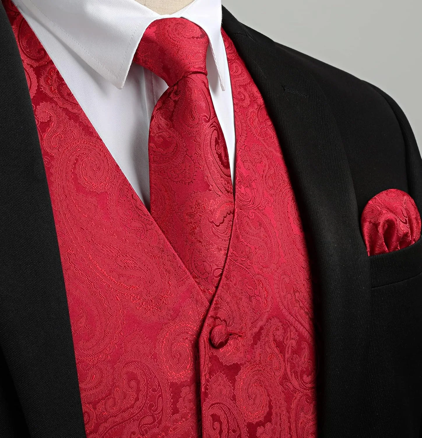 Enlision Suit Vest for Men Formal Paisley Mens Vests Dress Tie and Pocket Square Cufflinks Set Waistcoat Wedding Business