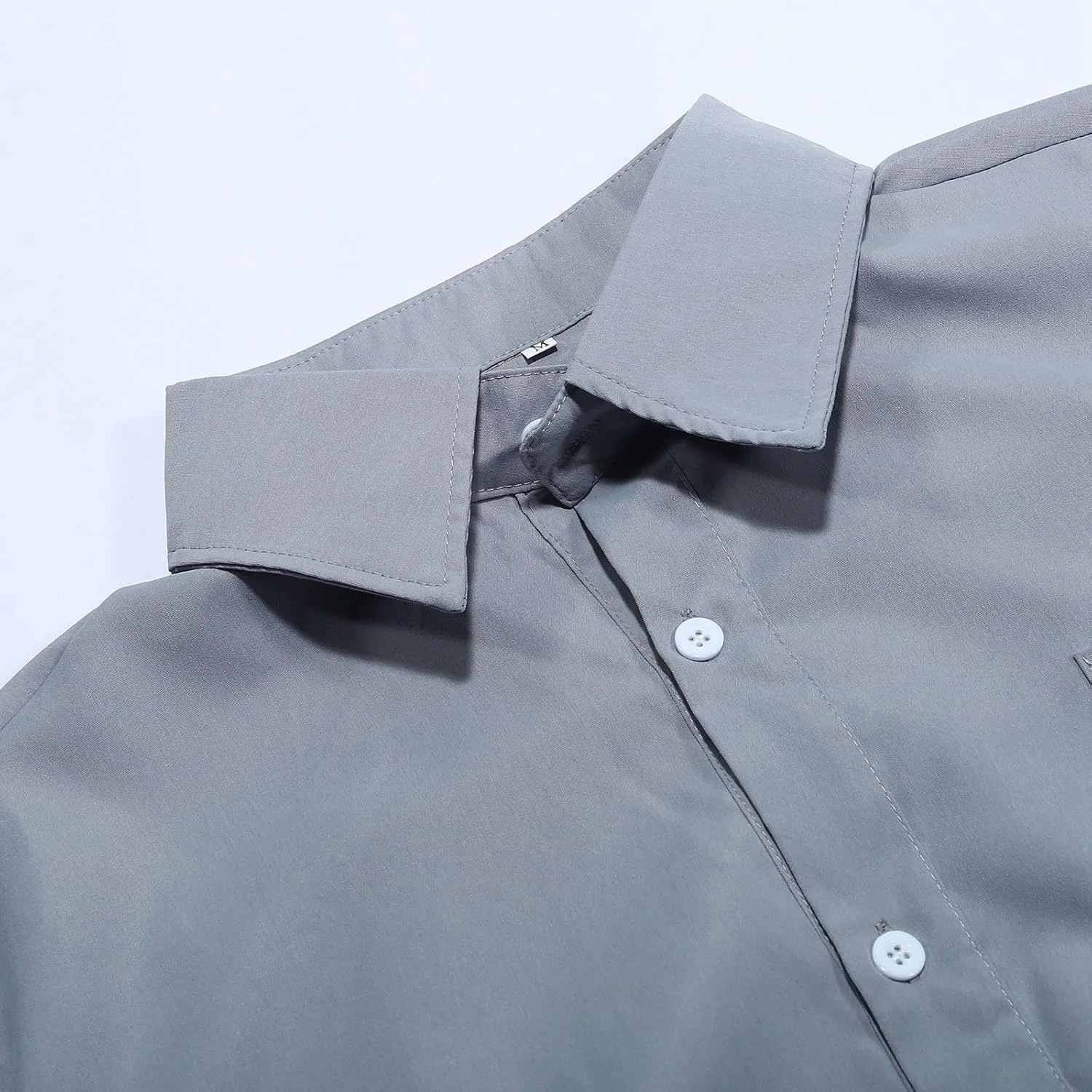 Ffmani Mens Shirts, Gentleman's Casual Cotton Basic Shirt, Mens Cotton Button Down Shirts Retro Long Sleeve Lapel Shirt