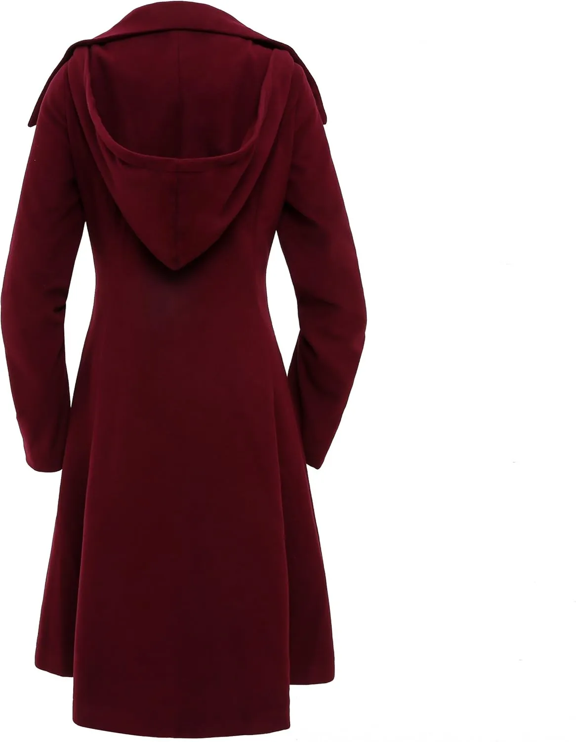 ForeMode Women Swing Double Breasted Wool Pea Coat with Belt Buckle Spring Mid-Long Long Sleeve Lapel Dresses Outwear