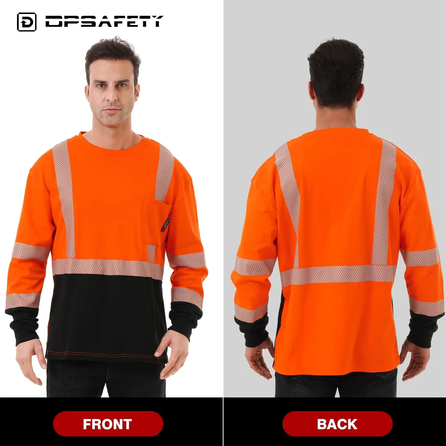 FR Shirt 6 oz 100% Cotton Hi Vis Flame Resistant Shirts for Men,Welding Shirt CAT2 Long-Sleeved Shirts