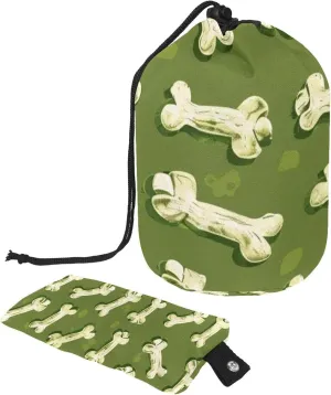 Fun Green Bones Dogs Paw Travel Cosmetic Bags Makeup Bag for Women, Foldable Drawstring Travel Cosmetic Bags, Portable Toiletry Bucket Bag