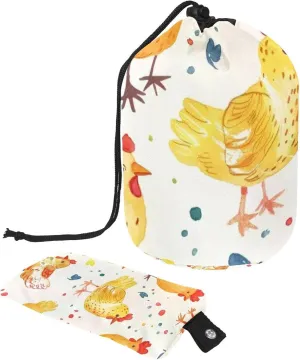 Funny Little Chicken Travel Cosmetic Bags Makeup Bag for Women, Foldable Drawstring Travel Cosmetic Bags, Portable Toiletry Bucket Bag