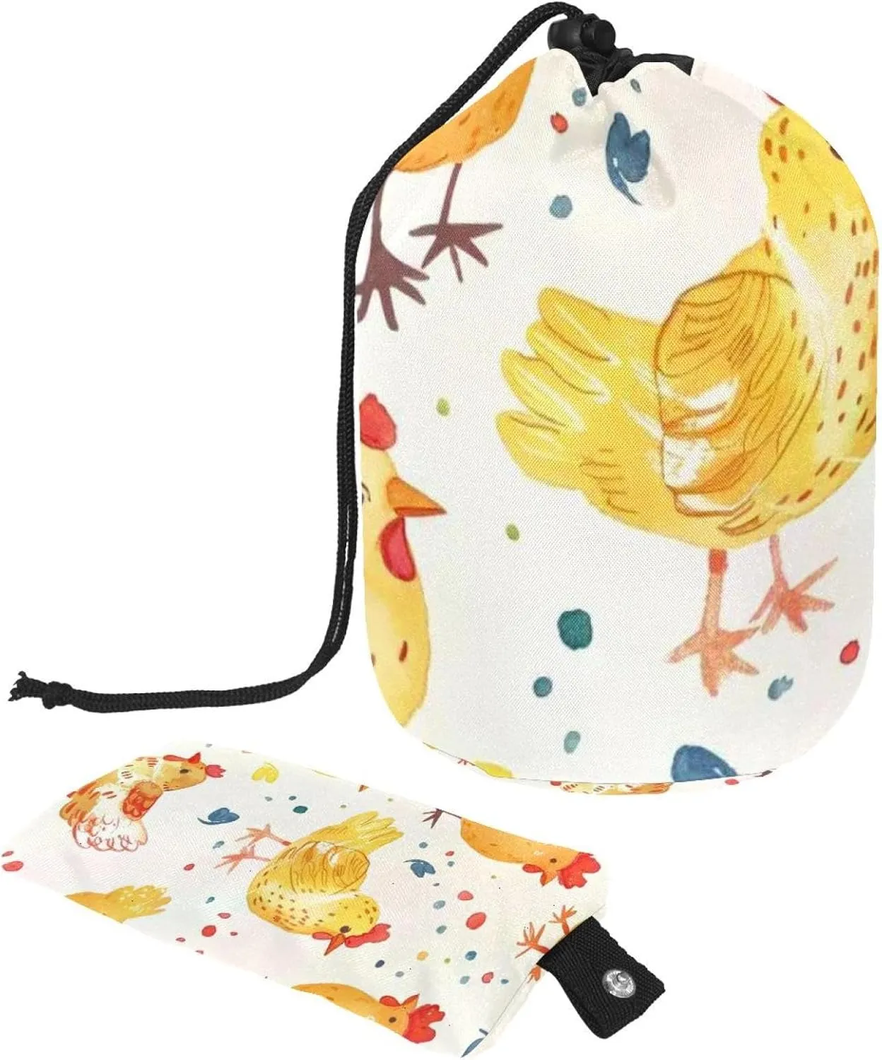 Funny Little Chicken Travel Cosmetic Bags Makeup Bag for Women, Foldable Drawstring Travel Cosmetic Bags, Portable Toiletry Bucket Bag
