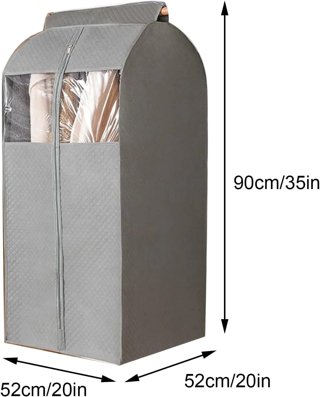 Garment Bags for Hanging Clothes, Coat Covers for Closet with Metal Zipper and Transparent Window, Suitable for Coats, Suits, Dresses(Beige,52x52x90cm x20x35in)