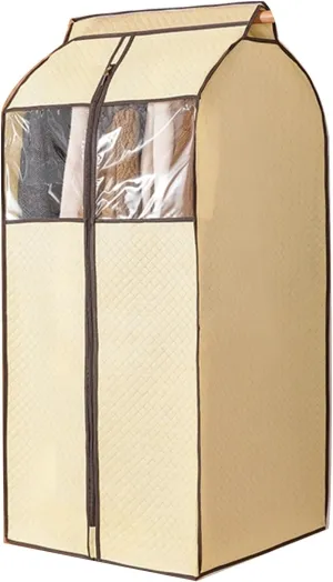 Garment Bags for Hanging Clothes, Coat Covers for Closet with Metal Zipper and Transparent Window, Suitable for Coats, Suits, Dresses(Beige,52x52x90cm x20x35in)