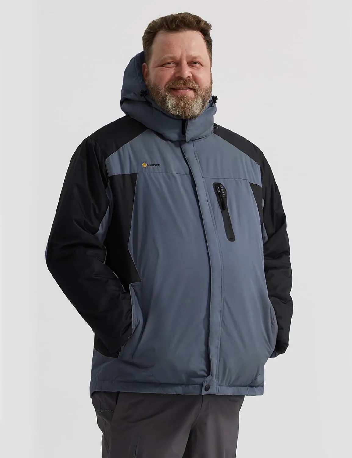 GEMYSE Men's Ski Snow Jacket Warm Winter Waterproof Coat Snowboard Rain Jacket Hooded Windproof Windbreaker