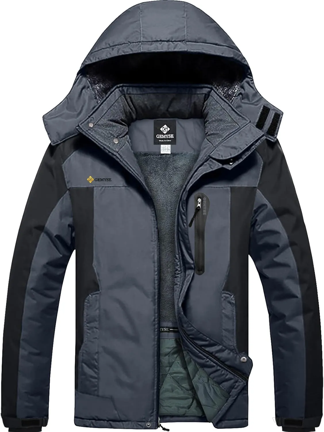 GEMYSE Men's Ski Snow Jacket Warm Winter Waterproof Coat Snowboard Rain Jacket Hooded Windproof Windbreaker