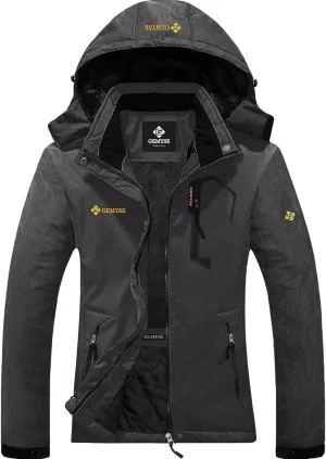 GEMYSE Women's Ski Snow Jacket Warm Winter Waterproof Coat Snowboard Rain Jacket Hooded Windproof Windbreaker