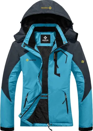 GEMYSE Women's Ski Snow Jacket Warm Winter Waterproof Coat Snowboard Rain Jacket Hooded Windproof Windbreaker