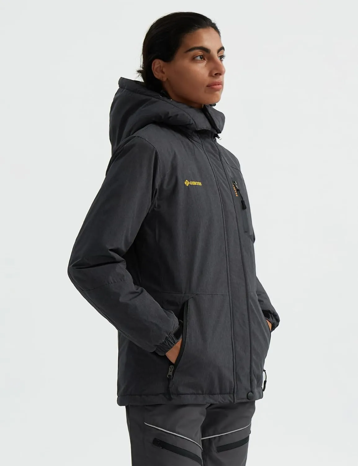 GEMYSE Women's Ski Snow Jacket Warm Winter Waterproof Coat Snowboard Rain Jacket Hooded Windproof Windbreaker