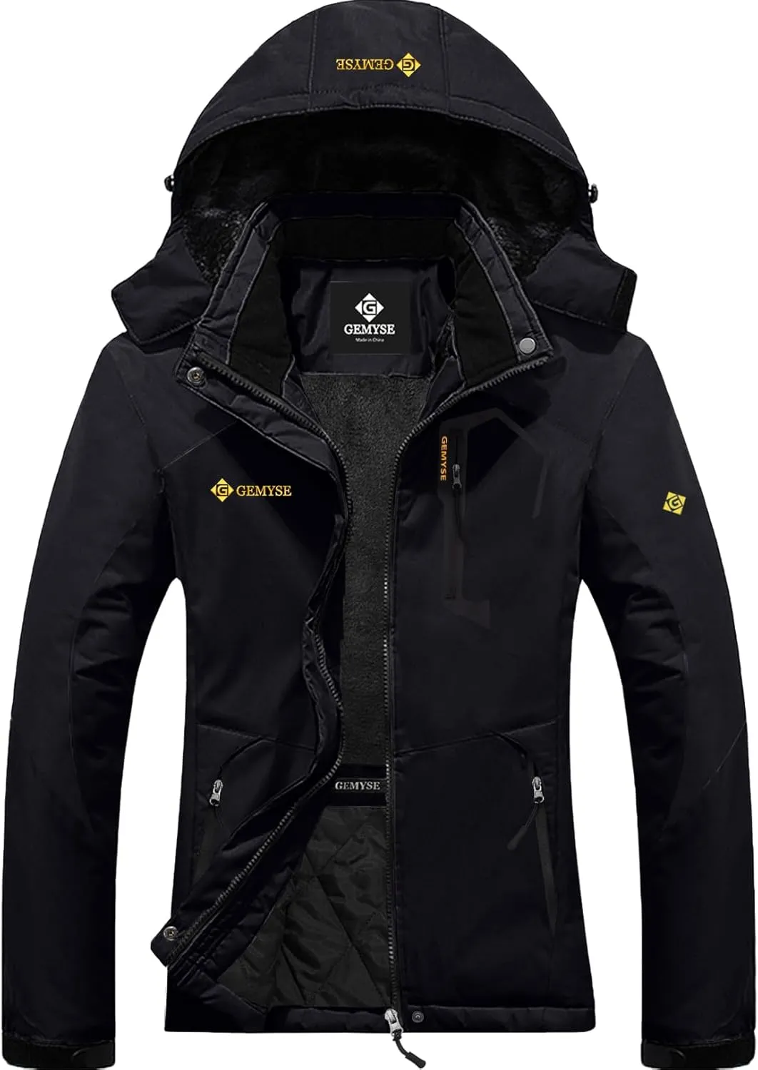 GEMYSE Women's Ski Snow Jacket Warm Winter Waterproof Coat Snowboard Rain Jacket Hooded Windproof Windbreaker