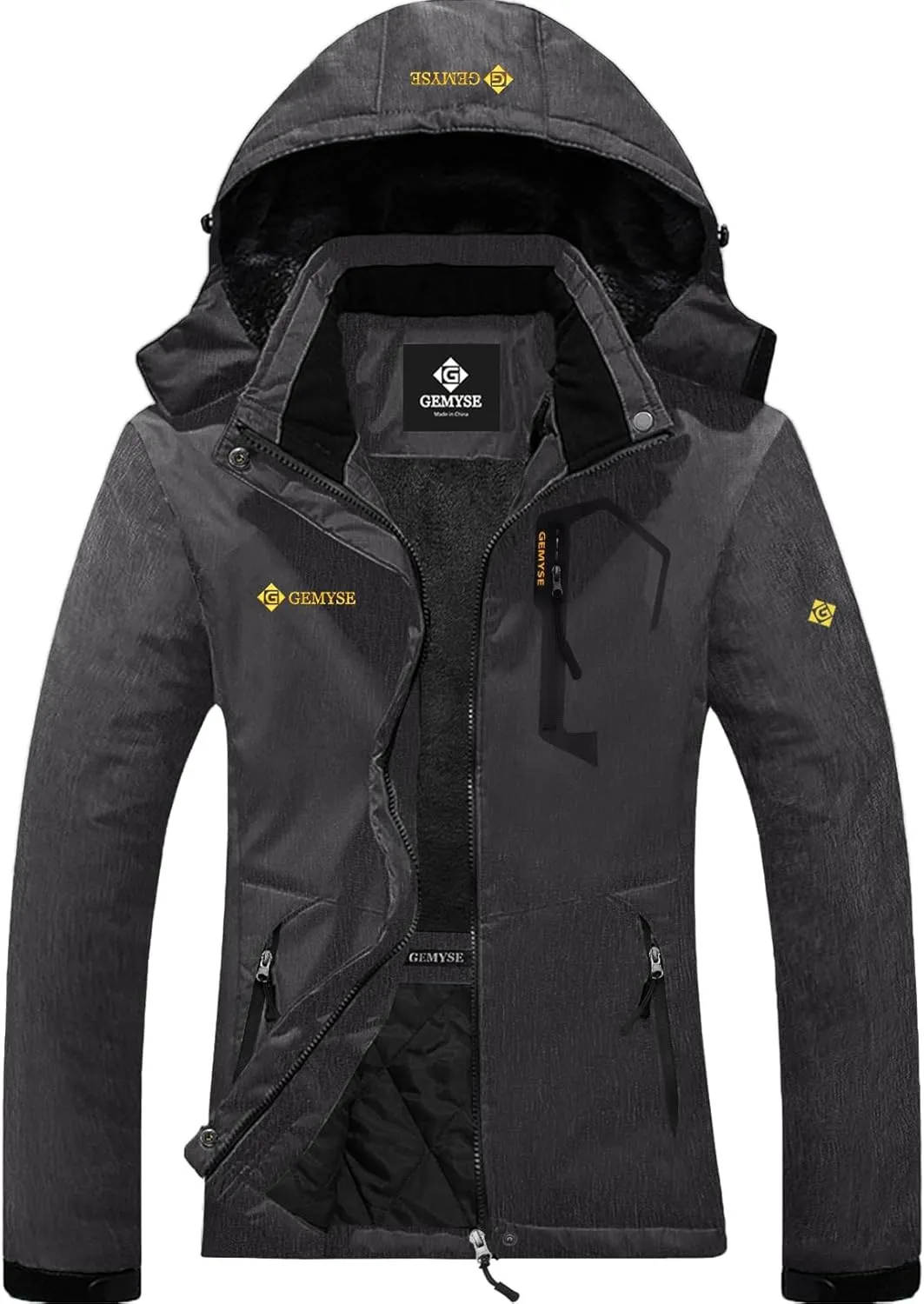 GEMYSE Women's Ski Snow Jacket Warm Winter Waterproof Coat Snowboard Rain Jacket Hooded Windproof Windbreaker