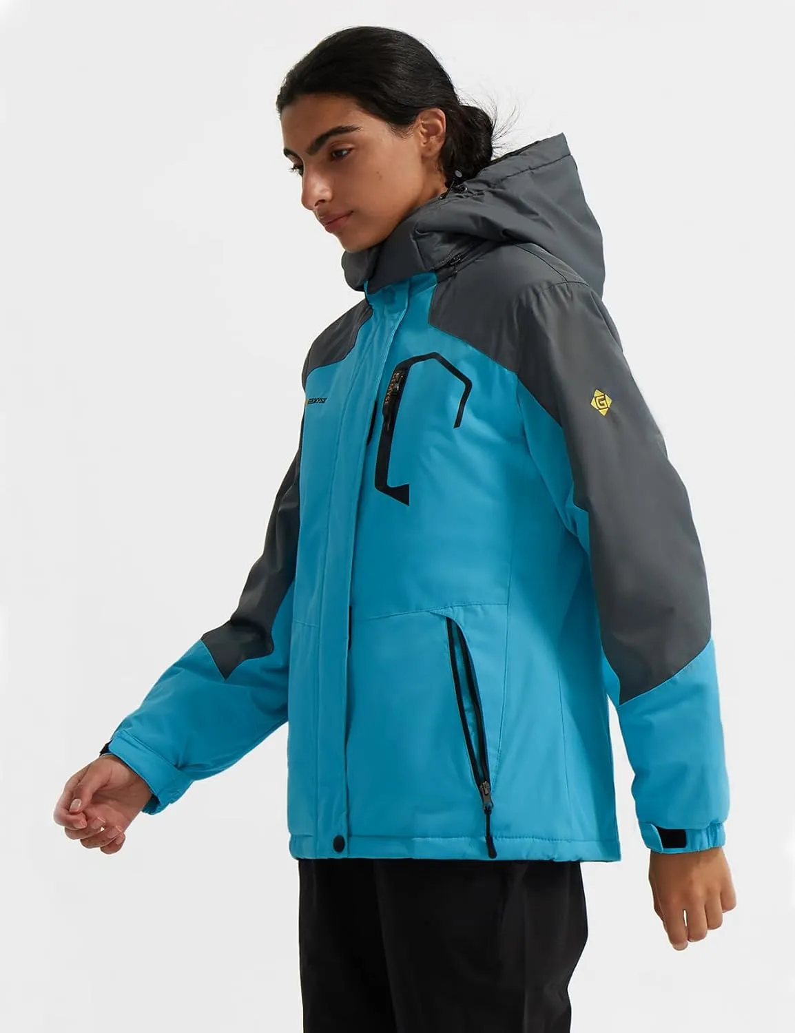 GEMYSE Women's Ski Snow Jacket Warm Winter Waterproof Coat Snowboard Rain Jacket Hooded Windproof Windbreaker