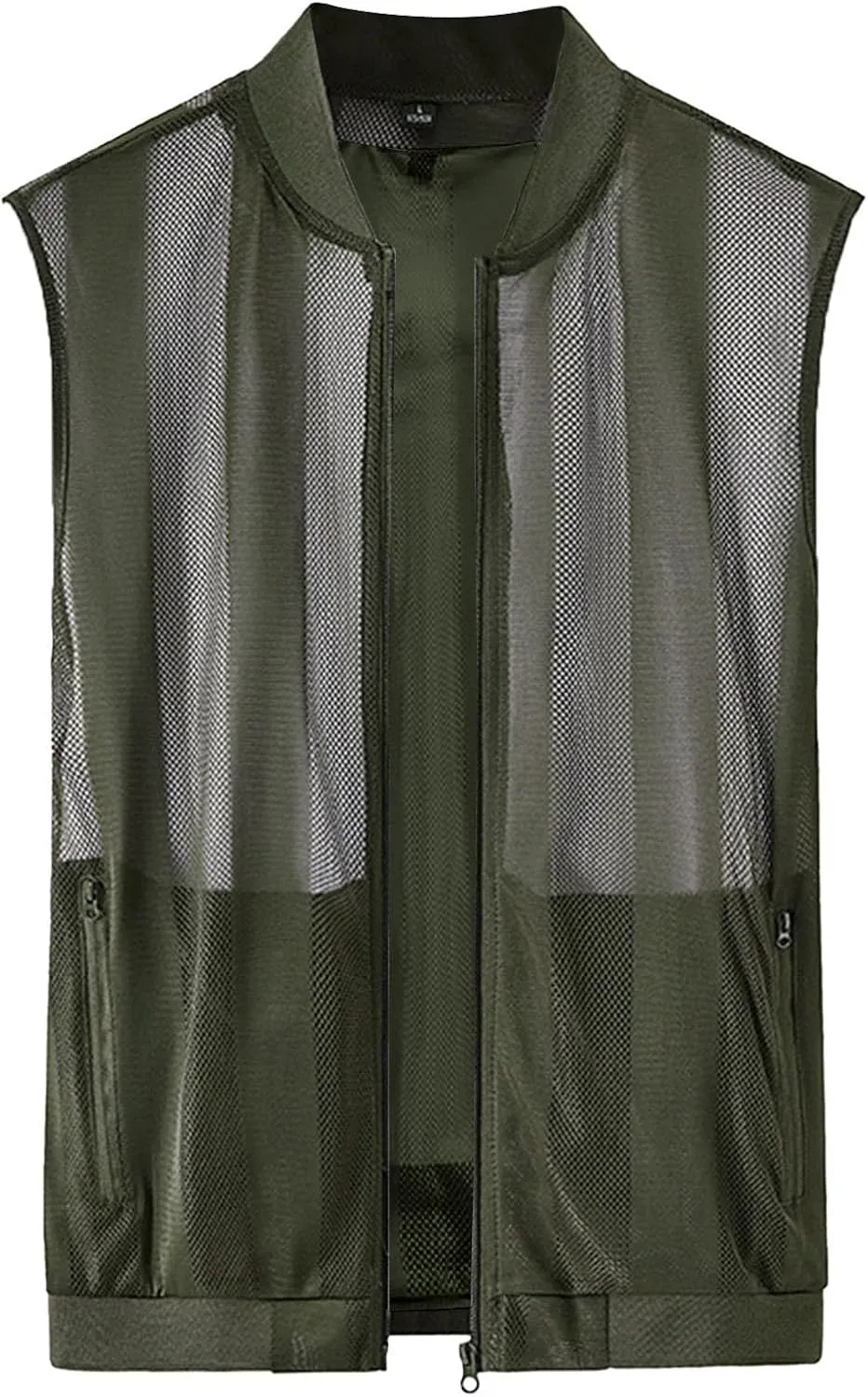 Generic Men's Summer Thin Casual Sports Standing Collar Vest Breathable Skin Mesh Fishing Vest with Pocket