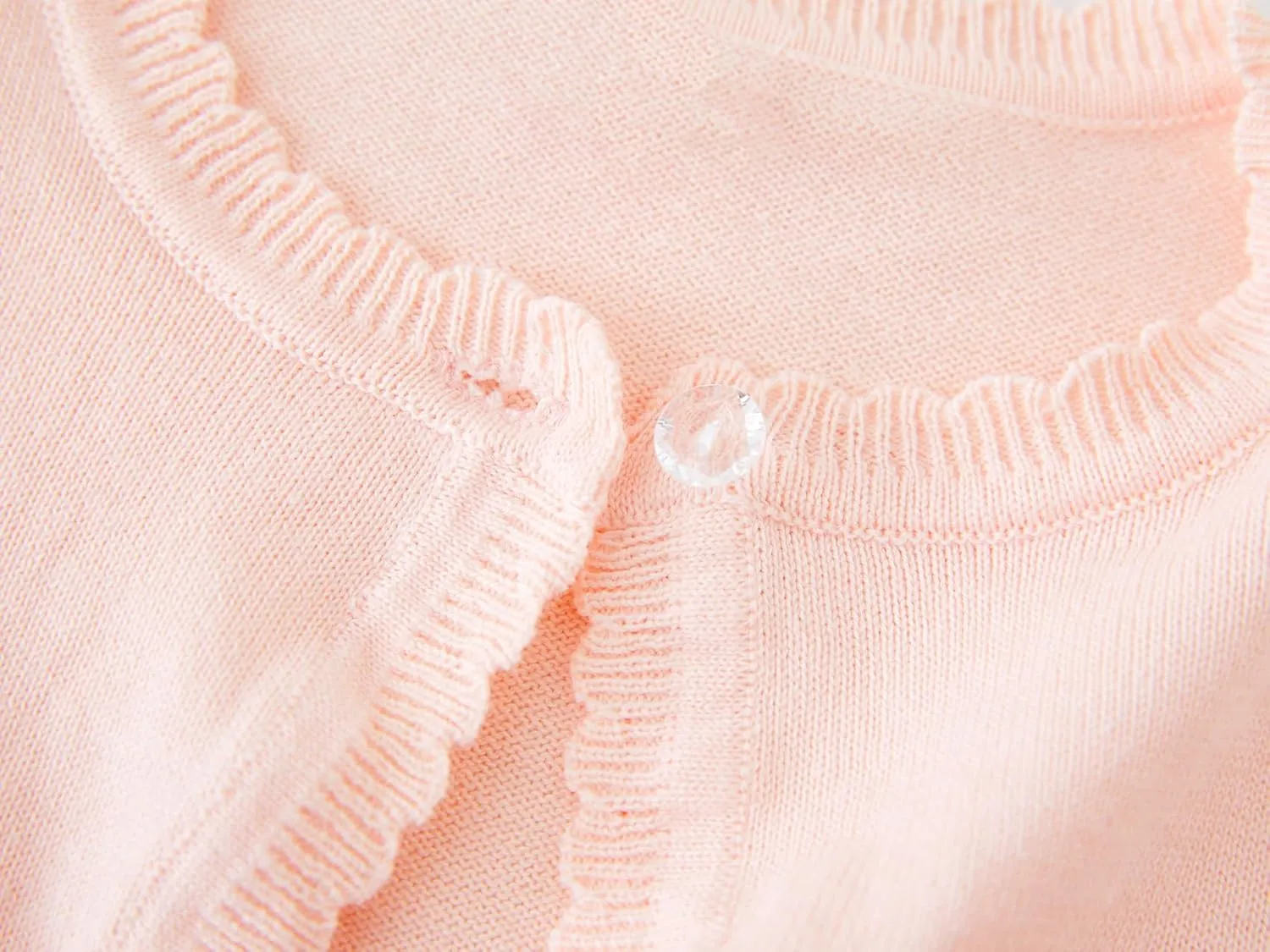 Girls Bolero Cardigan Sweater Toddler Kids Long Sleeve Button Knit Shrug Cropped Cover Up Jacket Tops