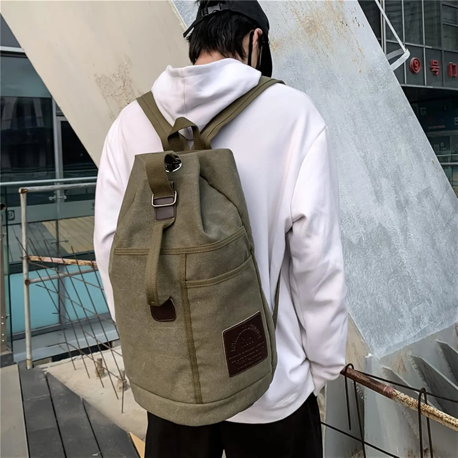Gym Bag for Women Large Capacity Rucksack Man Travel Duffel Mountaineering Backpack Male Luggage Canvas Bucket Shoulder Bags Men Backpacks(Black)