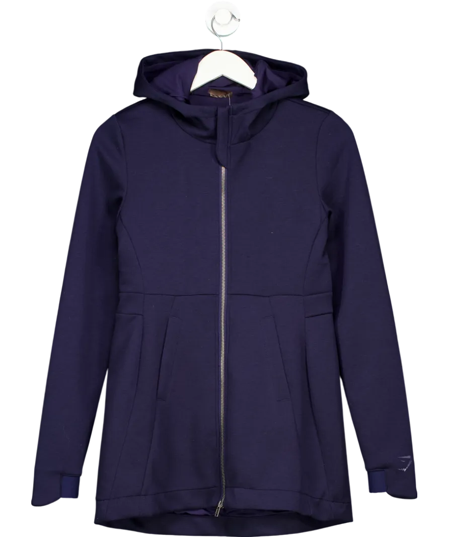 gymshark Blue Longline Zip Up Hoodie UK XS