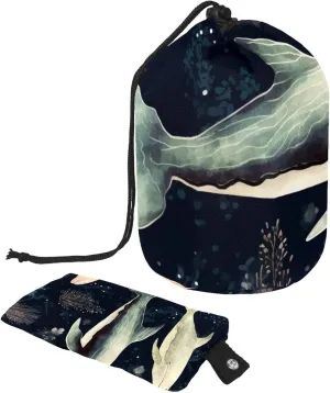 Hand Drawn Whale Seaweed Travel Cosmetic Bags Makeup Bag for Women, Foldable Drawstring Travel Cosmetic Bags, Portable Toiletry Bucket Bag