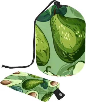 Hand-painted Green Avocado Travel Cosmetic Bags Makeup Bag for Women, Foldable Drawstring Travel Cosmetic Bags, Portable Toiletry Bucket Bag
