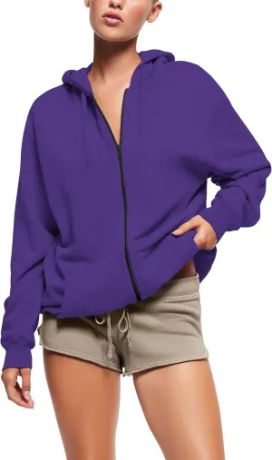 Hat and Beyond Womens Ultimate Heavyweight Zip Up Hoodie Jacket Loose Fit Essentials Fleece Oversized Outerwear XS-5XL