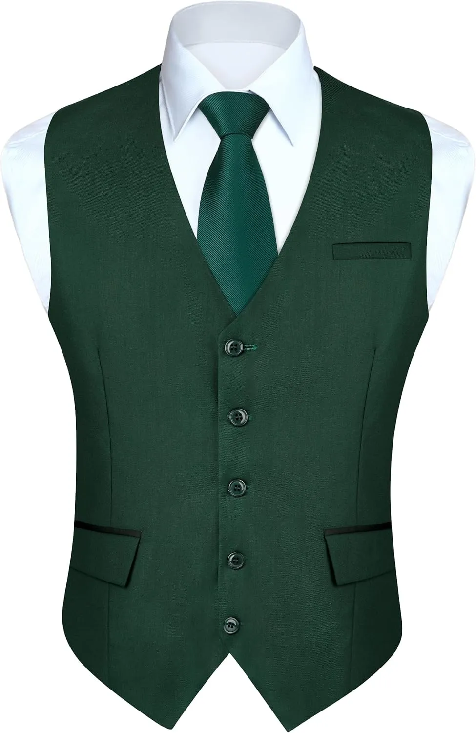 HISDERN Men's Suit Vest Business Suit Vests for Men Formal Slim Fit Solid Wedding Dress Waistcoat for V-Neck Tuxedo Vest