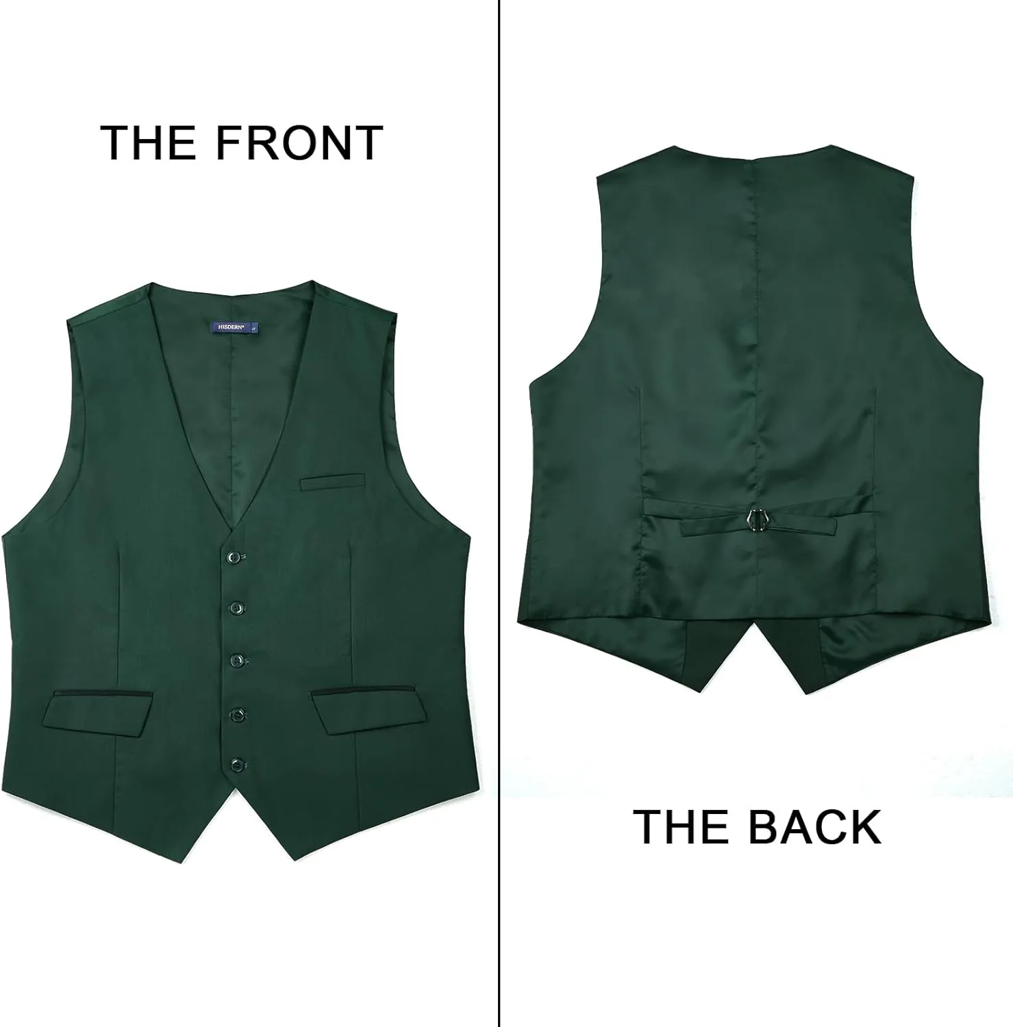 HISDERN Men's Suit Vest Business Suit Vests for Men Formal Slim Fit Solid Wedding Dress Waistcoat for V-Neck Tuxedo Vest