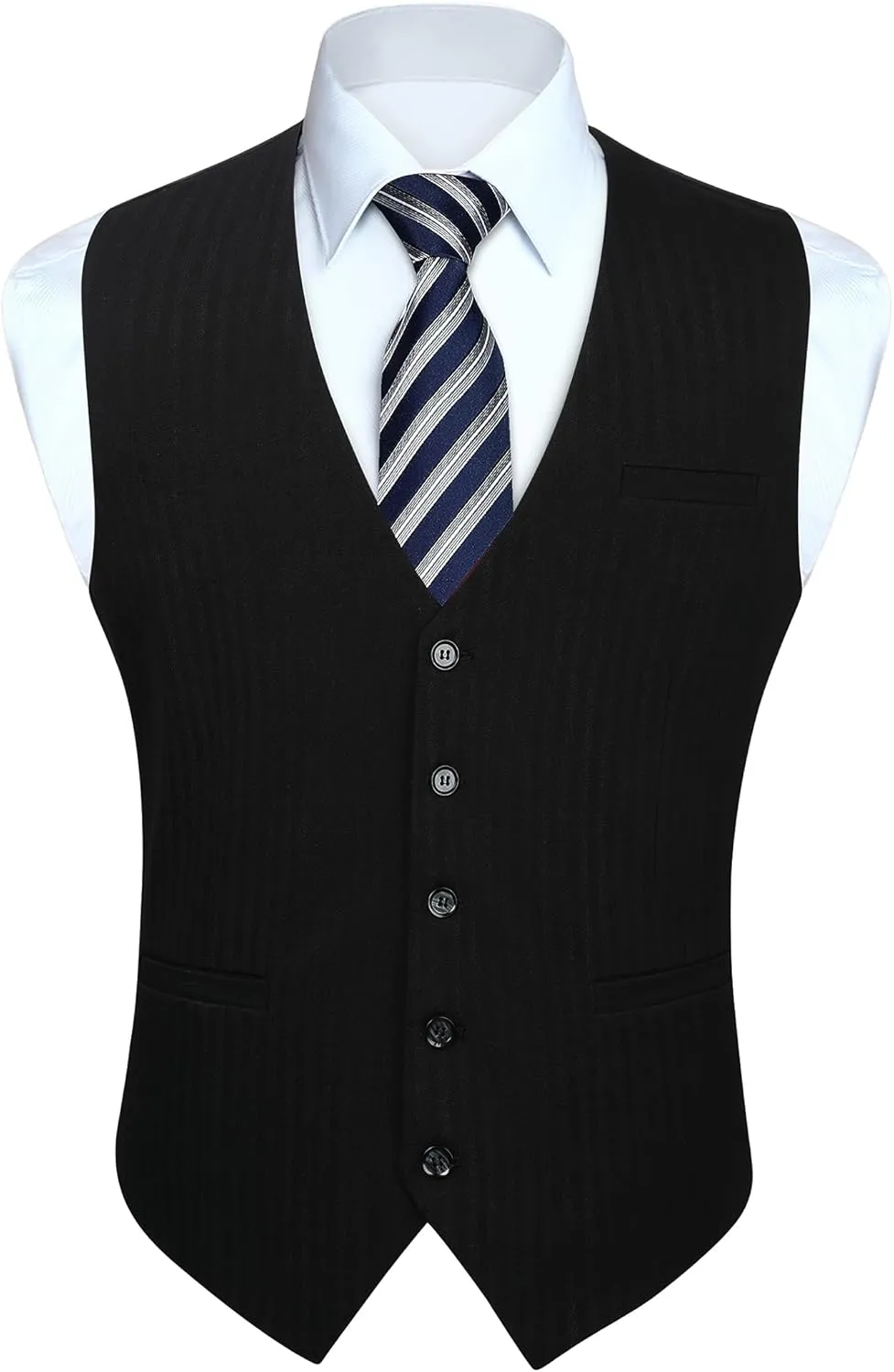 HISDERN Men's Suit Vest Business Suit Vests for Men Formal Slim Fit Solid Wedding Dress Waistcoat for V-Neck Tuxedo Vest