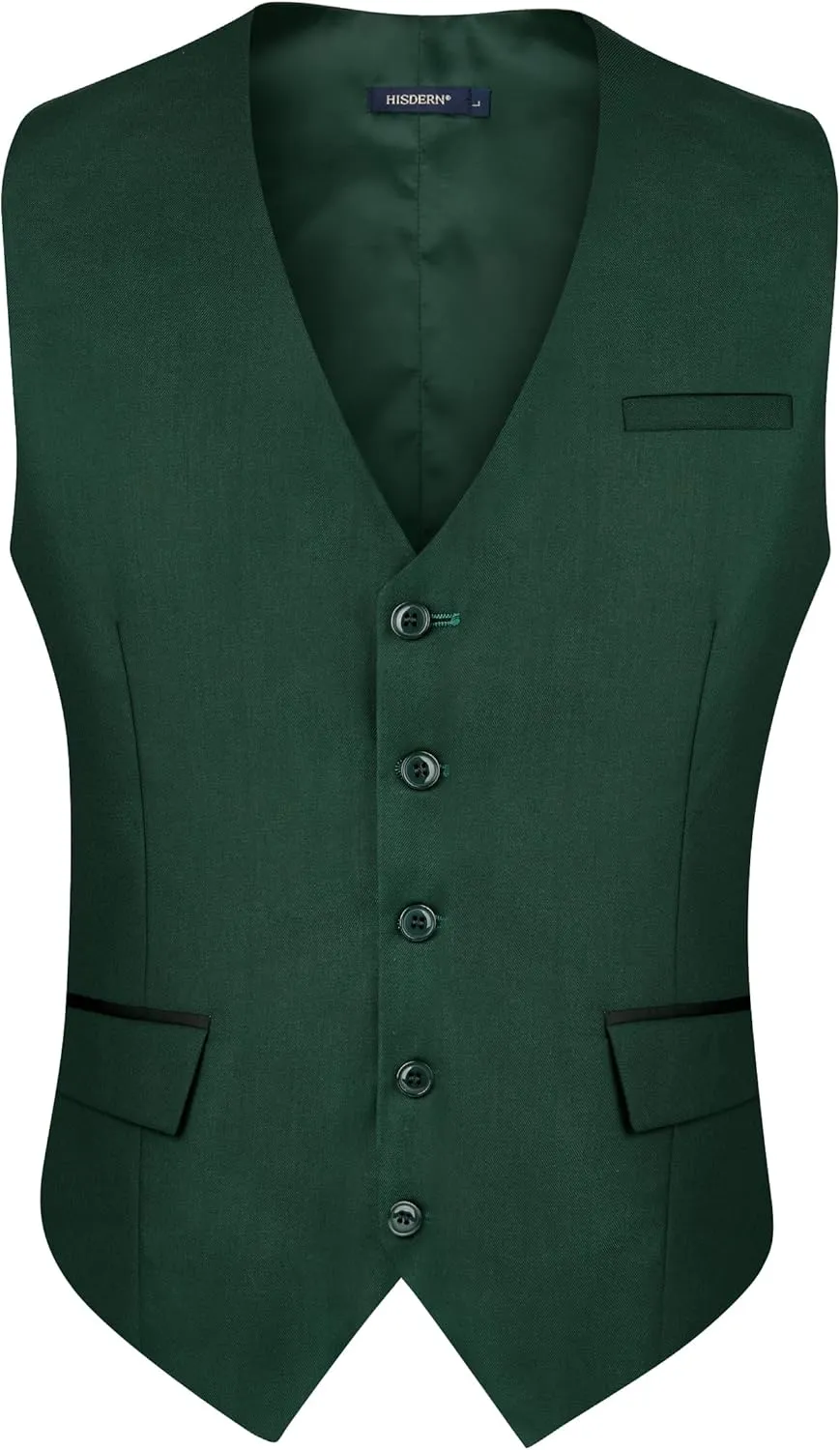 HISDERN Men's Suit Vest Business Suit Vests for Men Formal Slim Fit Solid Wedding Dress Waistcoat for V-Neck Tuxedo Vest