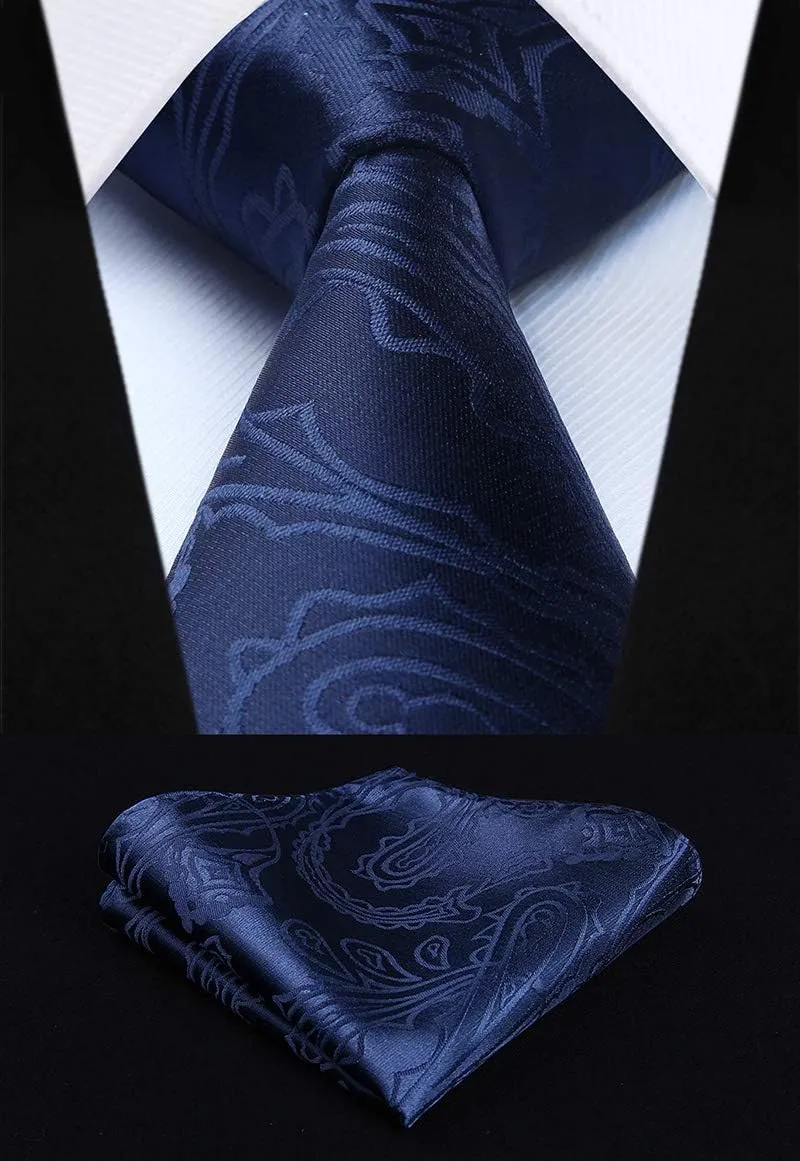 HISDERN Mens Vest Tie Set 3PC Formal Waistcoat Paisley Floral Jacquard Necktie Pocket Square Suit Vests Wedding Party