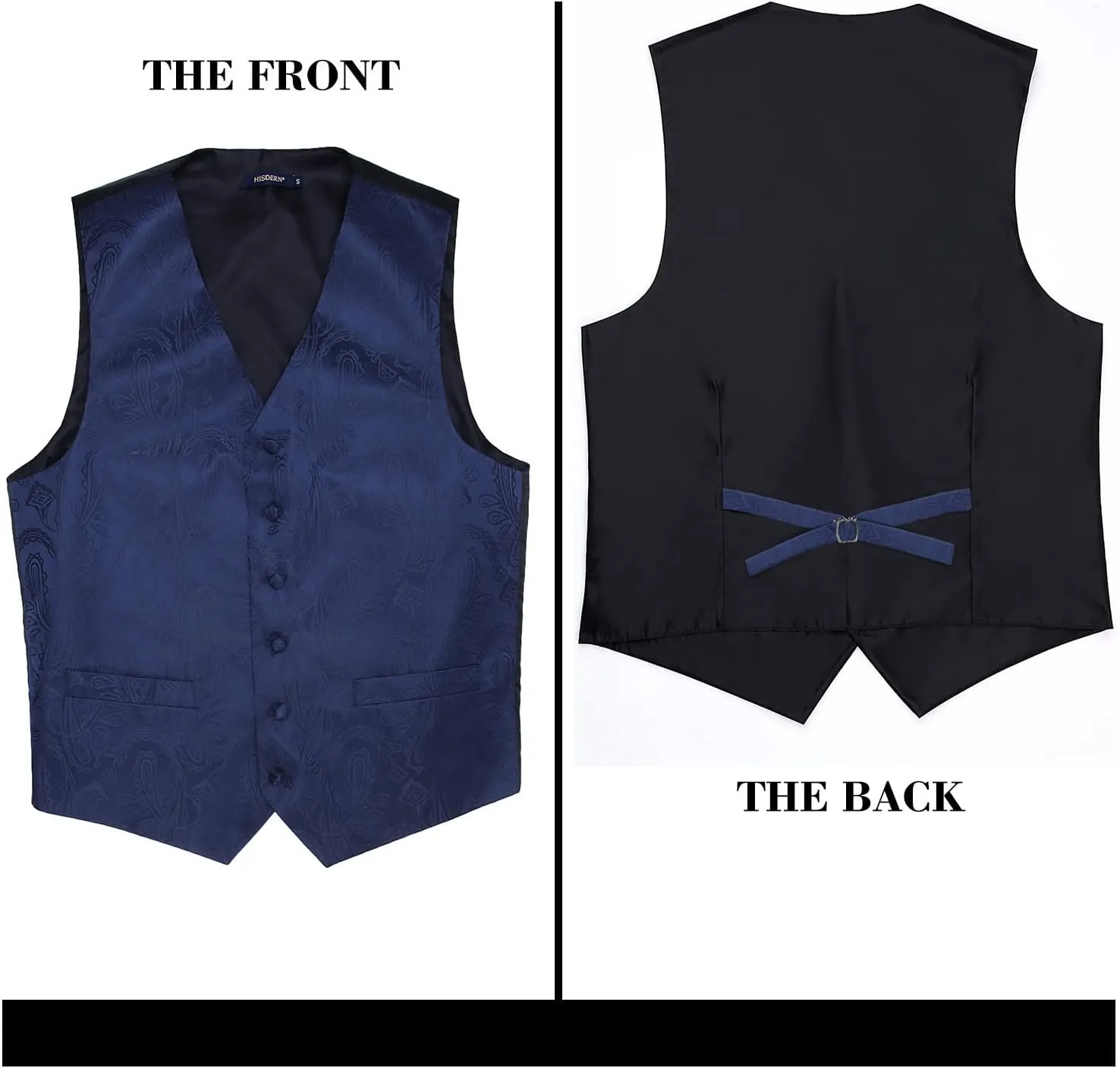 HISDERN Mens Vest Tie Set 3PC Formal Waistcoat Paisley Floral Jacquard Necktie Pocket Square Suit Vests Wedding Party