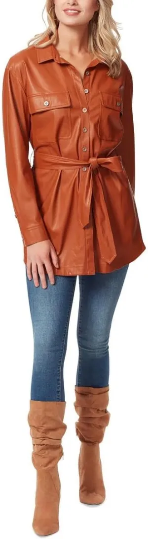 Jessica Simpson Women's Paula Belted Long Sleeve Shacket
