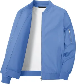 KEFITEVD Men's Lightweight Windbreaker Jacket Casual Bomber Jacket Windproof Track Jacket Spring Fall Softshell Outerwear