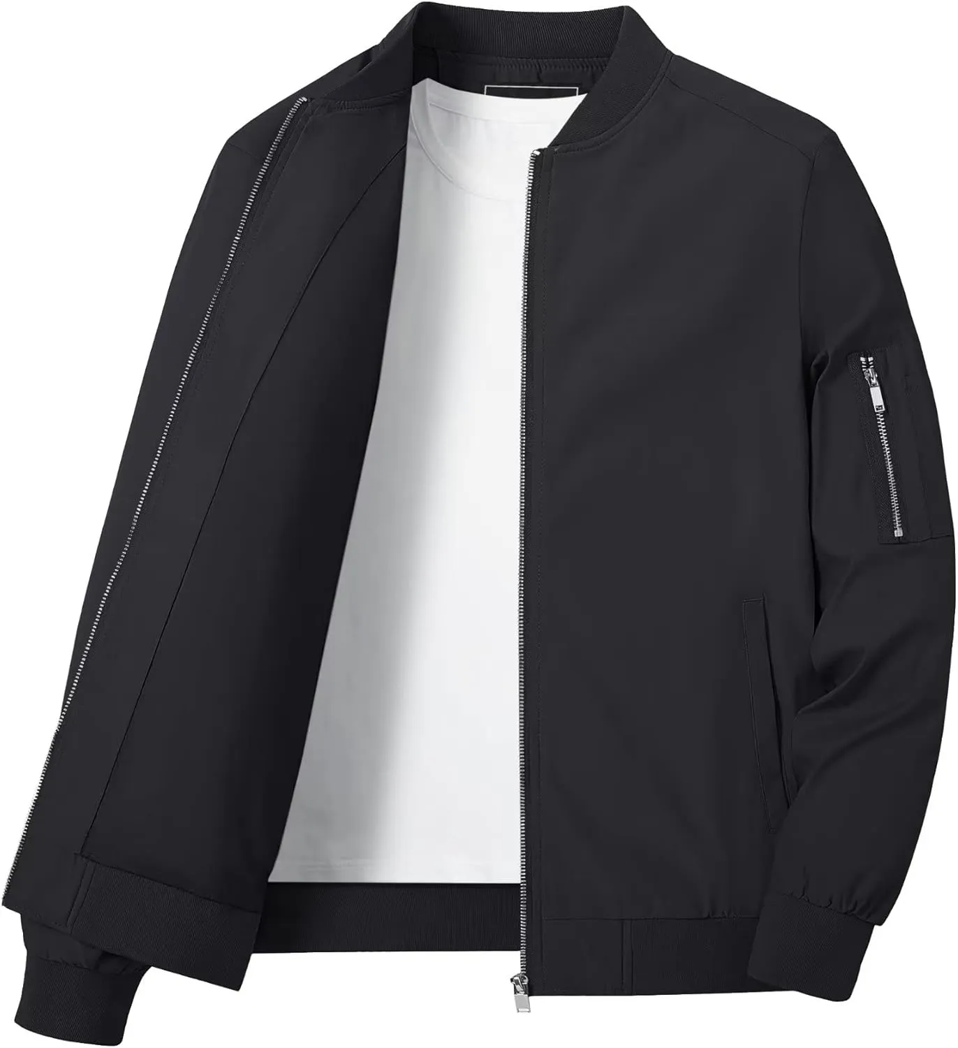 KEFITEVD Men's Lightweight Windbreaker Jacket Casual Bomber Jacket Windproof Track Jacket Spring Fall Softshell Outerwear