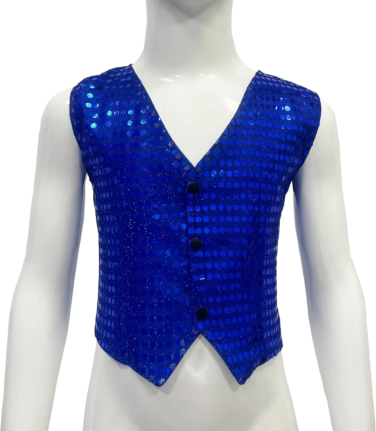 Kids Boys Girls Sequins Waistcoat Sleeveless V neckline Hip-Hop Jazz Dance Party Stage Performance Jacket Vest Costume
