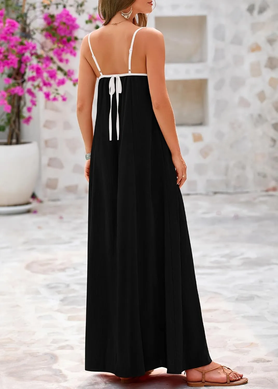 KIRUNDO Women Summer Maxi Sundress 2025 Boho Spaghetti Strap Sleeveless Casual Loose Flowy A Line Beach Vacation Dress