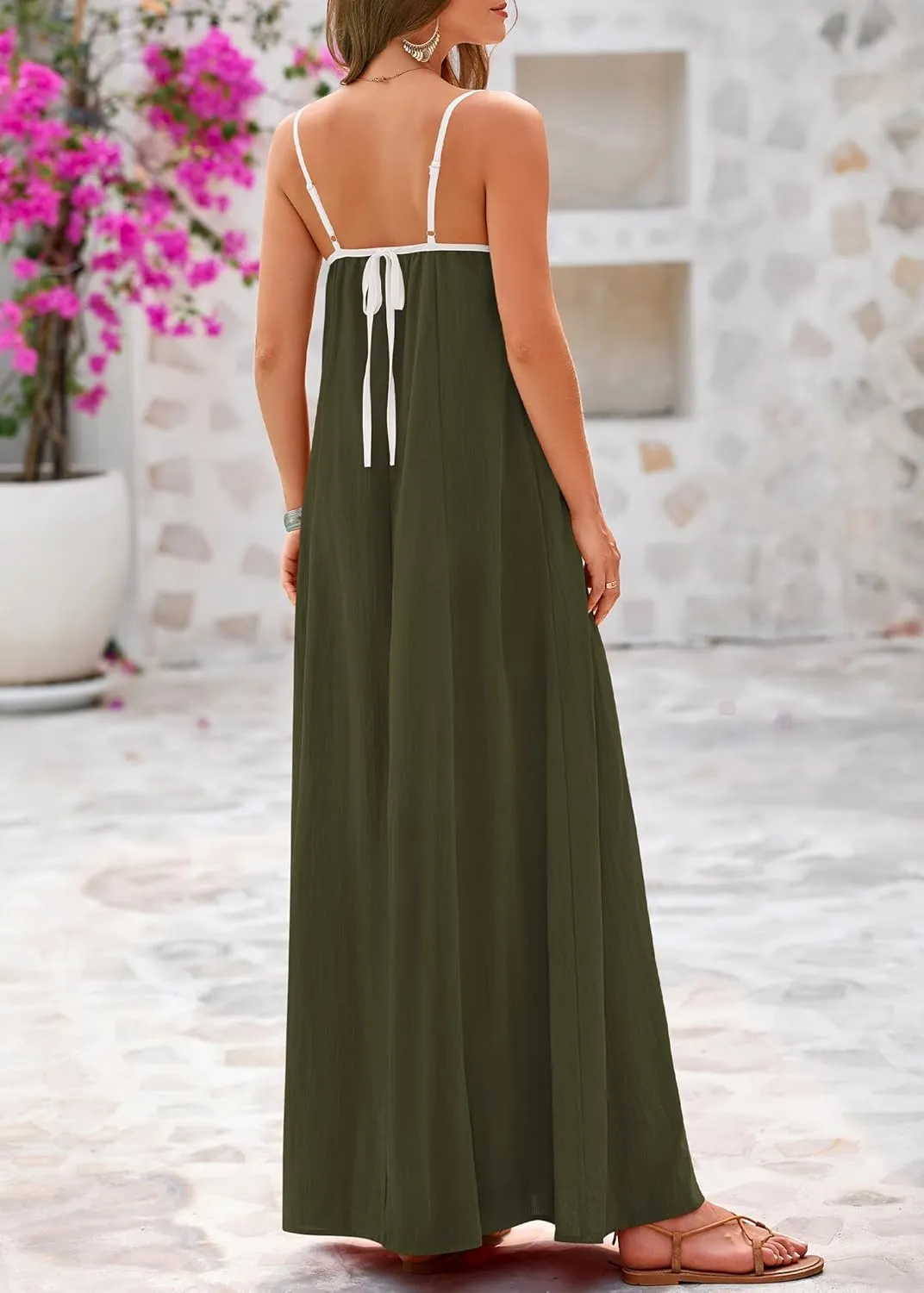 KIRUNDO Women Summer Maxi Sundress 2025 Boho Spaghetti Strap Sleeveless Casual Loose Flowy A Line Beach Vacation Dress