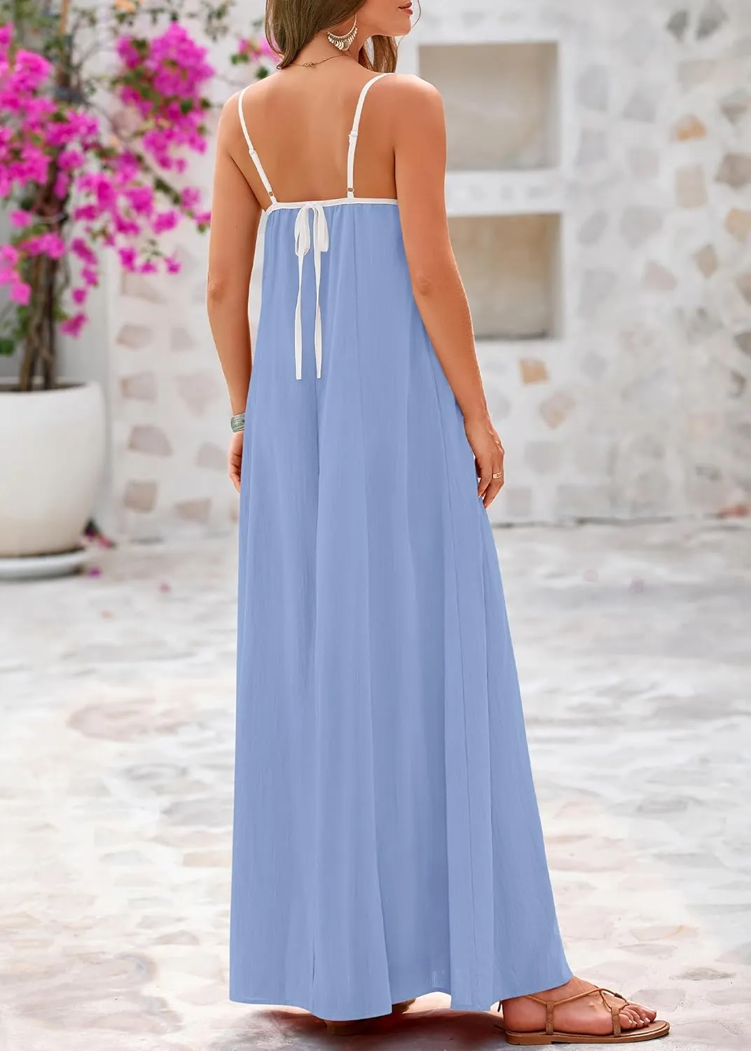 KIRUNDO Women Summer Maxi Sundress 2025 Boho Spaghetti Strap Sleeveless Casual Loose Flowy A Line Beach Vacation Dress