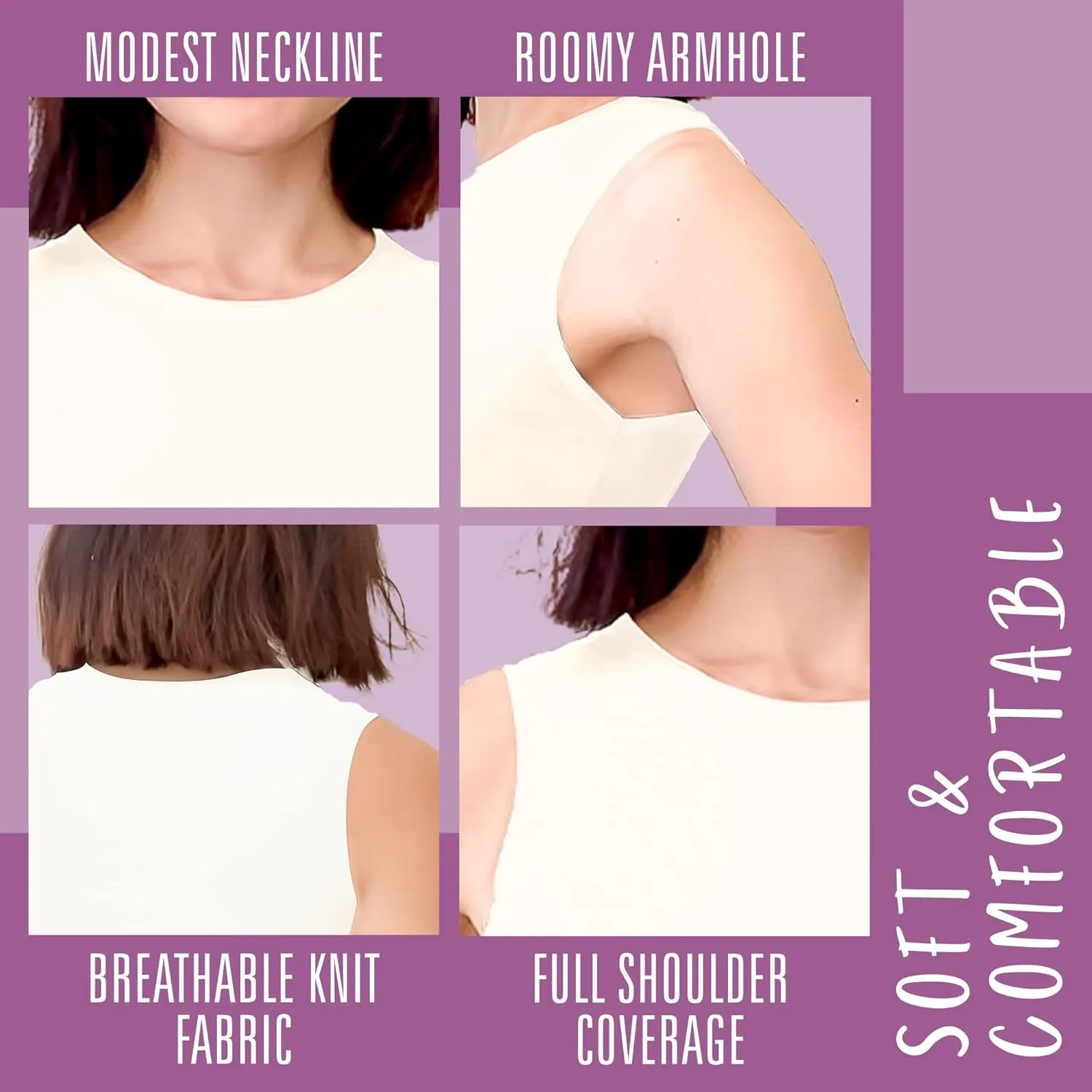 Kosher Casual Modest High Neck Tank Top for Women Full-Shoulder Sleeveless Shell