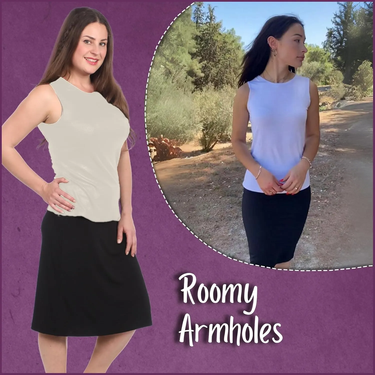 Kosher Casual Modest High Neck Tank Top for Women Full-Shoulder Sleeveless Shell