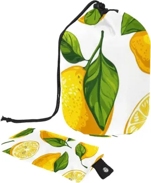 Lemon Fruit Pattern Travel Cosmetic Bags Makeup Bag for Women, Foldable Drawstring Travel Cosmetic Bags, Portable Toiletry Bucket Bag