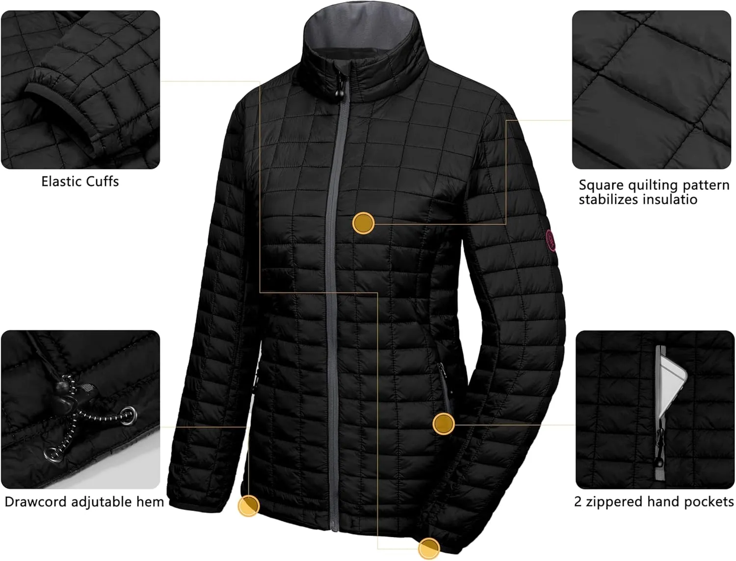 Little Donkey Andy Women's Puffer Jacket, Lightweight Warm Hiking Jacket with Post-Consumer Synthetic Insulation