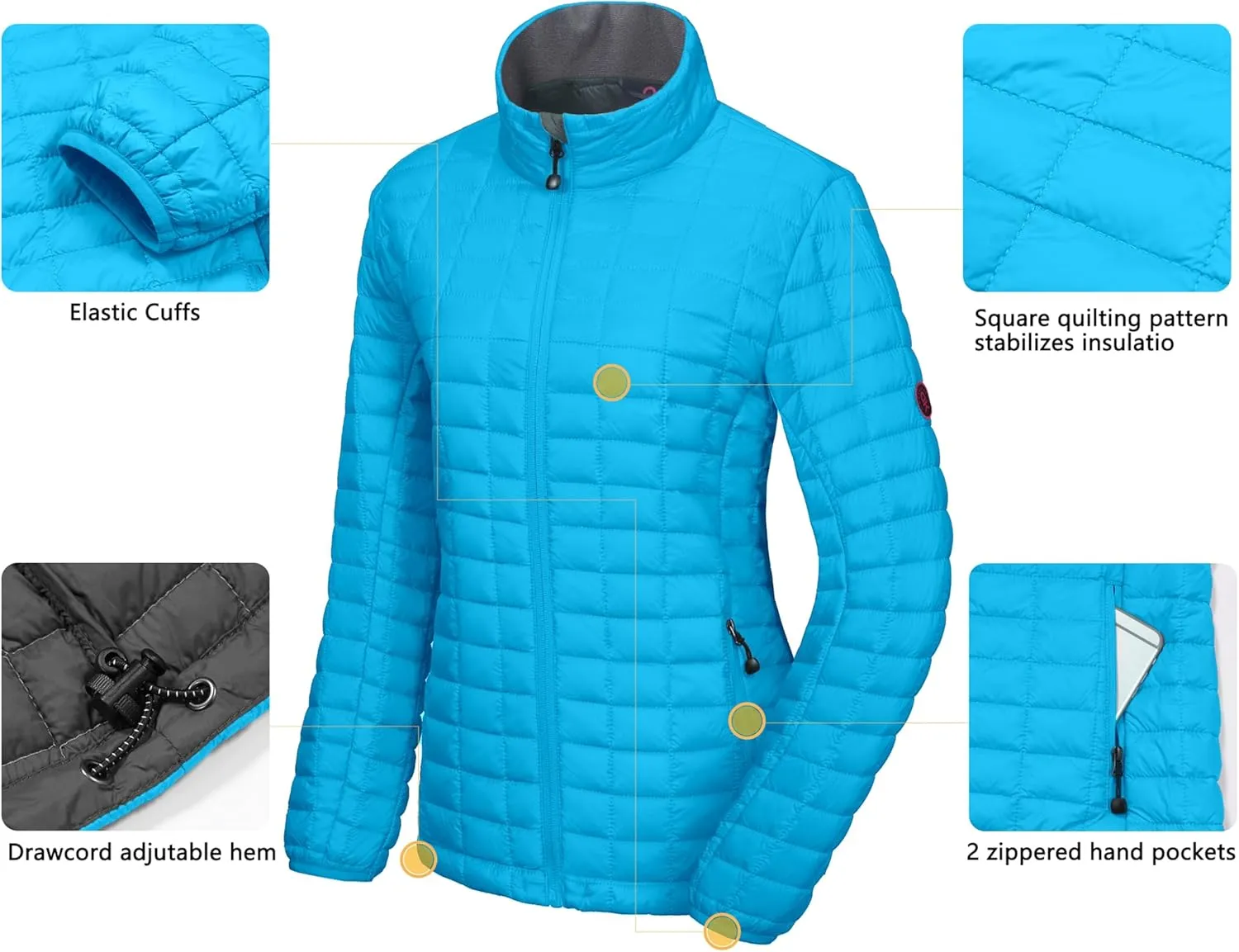 Little Donkey Andy Women's Puffer Jacket, Lightweight Warm Hiking Jacket with Post-Consumer Synthetic Insulation