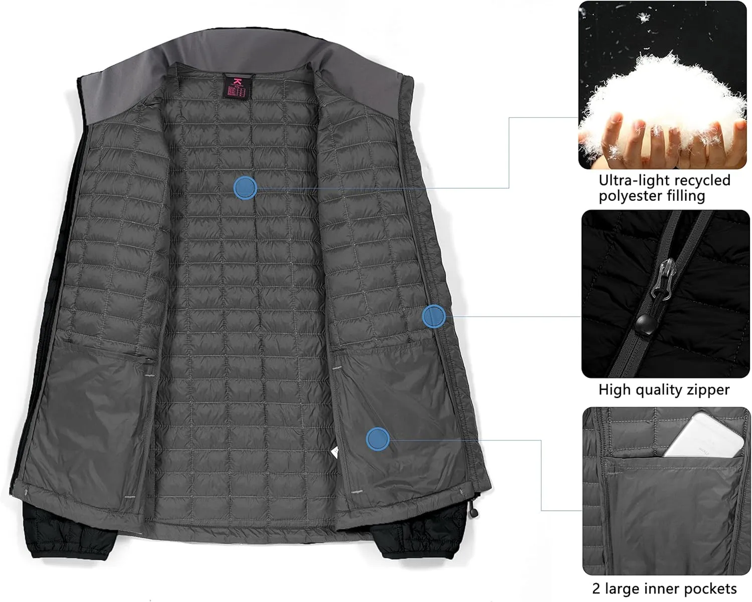 Little Donkey Andy Women's Puffer Jacket, Lightweight Warm Hiking Jacket with Post-Consumer Synthetic Insulation