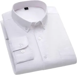 Long-Sleeve Shirt for Men Slim Fit Casual Top Solid Color Office Shirts