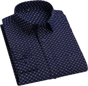Long-Sleeve Shirts for Men Slim Fit Formal Shirt Striped Office Casual Tops