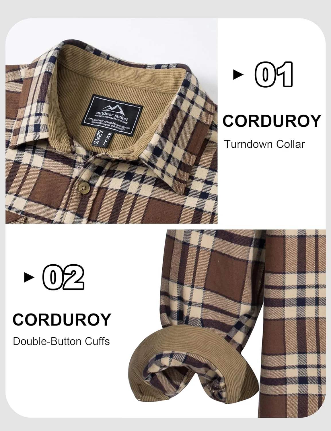 MAGCOMSEN Men's Flannel Shirts Long Sleeve Plaid Shirt Button Up Casual Shirts Lightweight Shirt Jacket with 2 Pockets