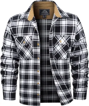 MAGCOMSEN Men's Flannel Shirts Long Sleeve Plaid Shirt Button Up Casual Shirts Lightweight Shirt Jacket with 2 Pockets