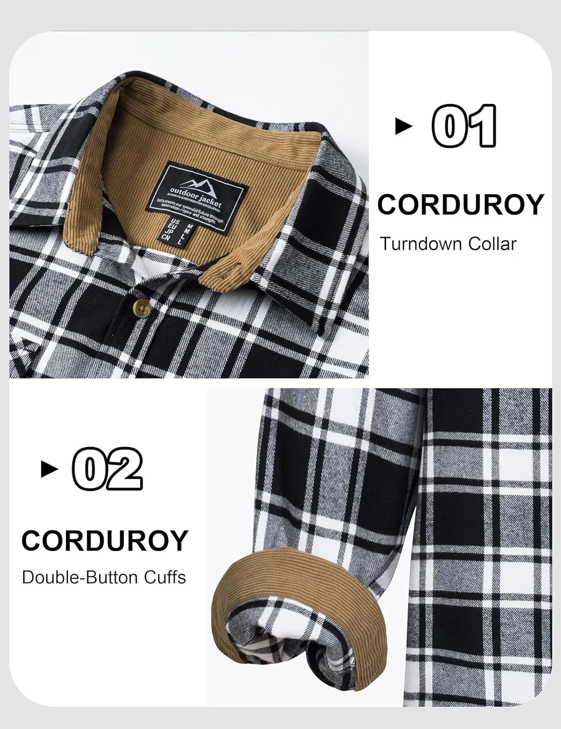 MAGCOMSEN Men's Flannel Shirts Long Sleeve Plaid Shirt Button Up Casual Shirts Lightweight Shirt Jacket with 2 Pockets