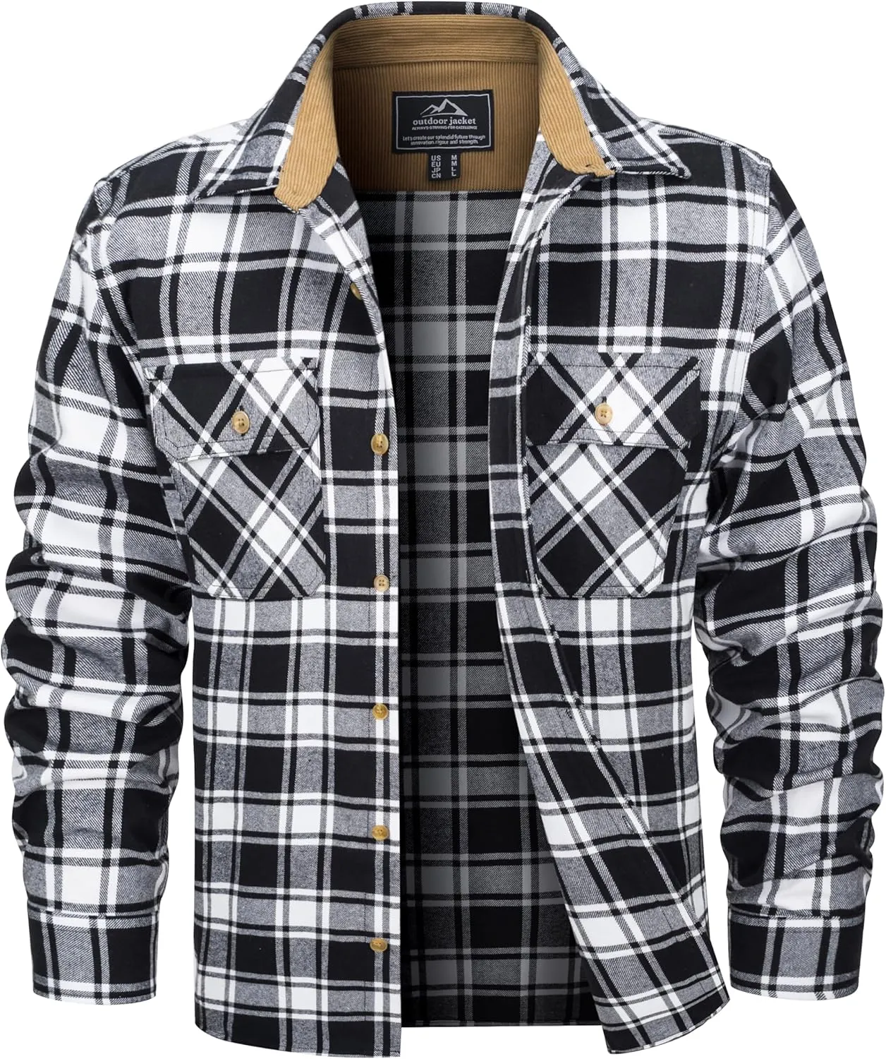 MAGCOMSEN Men's Flannel Shirts Long Sleeve Plaid Shirt Button Up Casual Shirts Lightweight Shirt Jacket with 2 Pockets