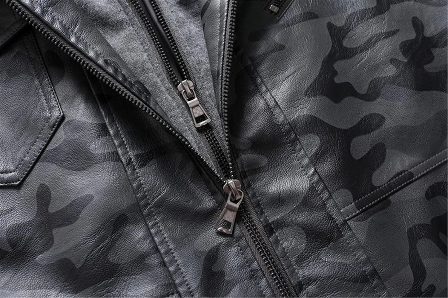 Maiyifu-GJ Camo Motorcycle Jacket for Men Faux Leather Windproof Moto Coat Vintage Bomber Hoodie with Removable Hood